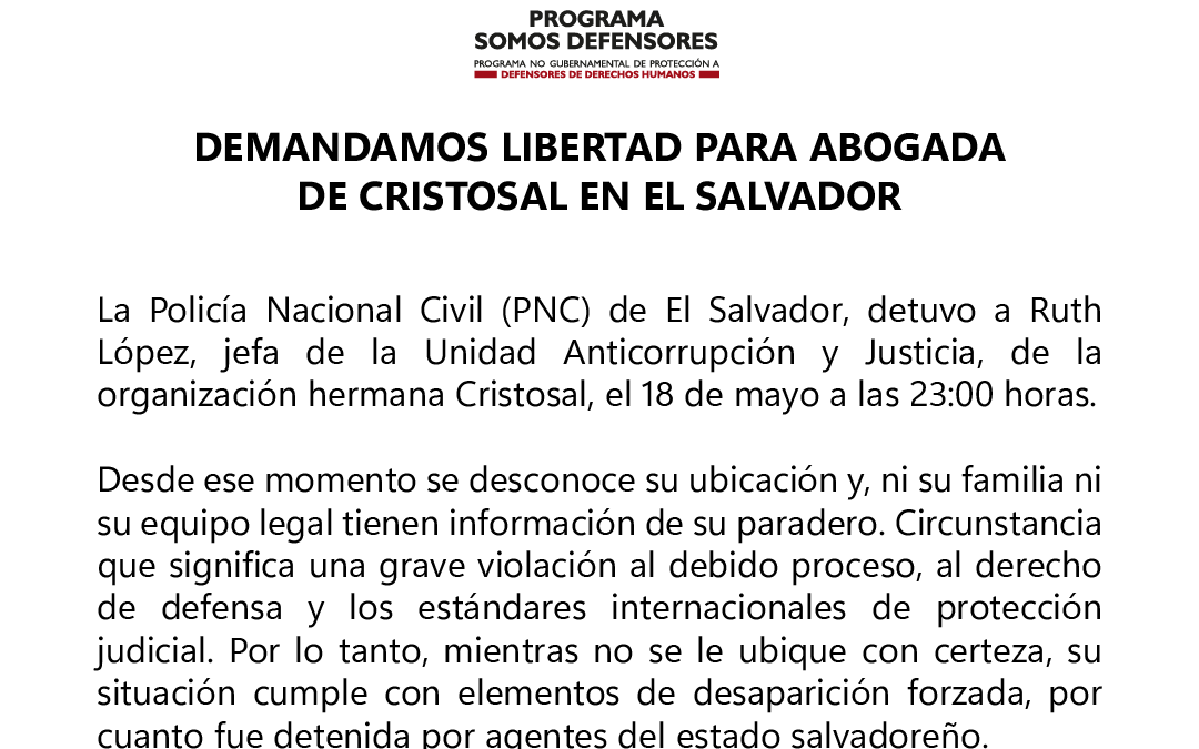 DEMANDAMOS LIBERTAD PARA ABOGADA DE CRISTOSAL